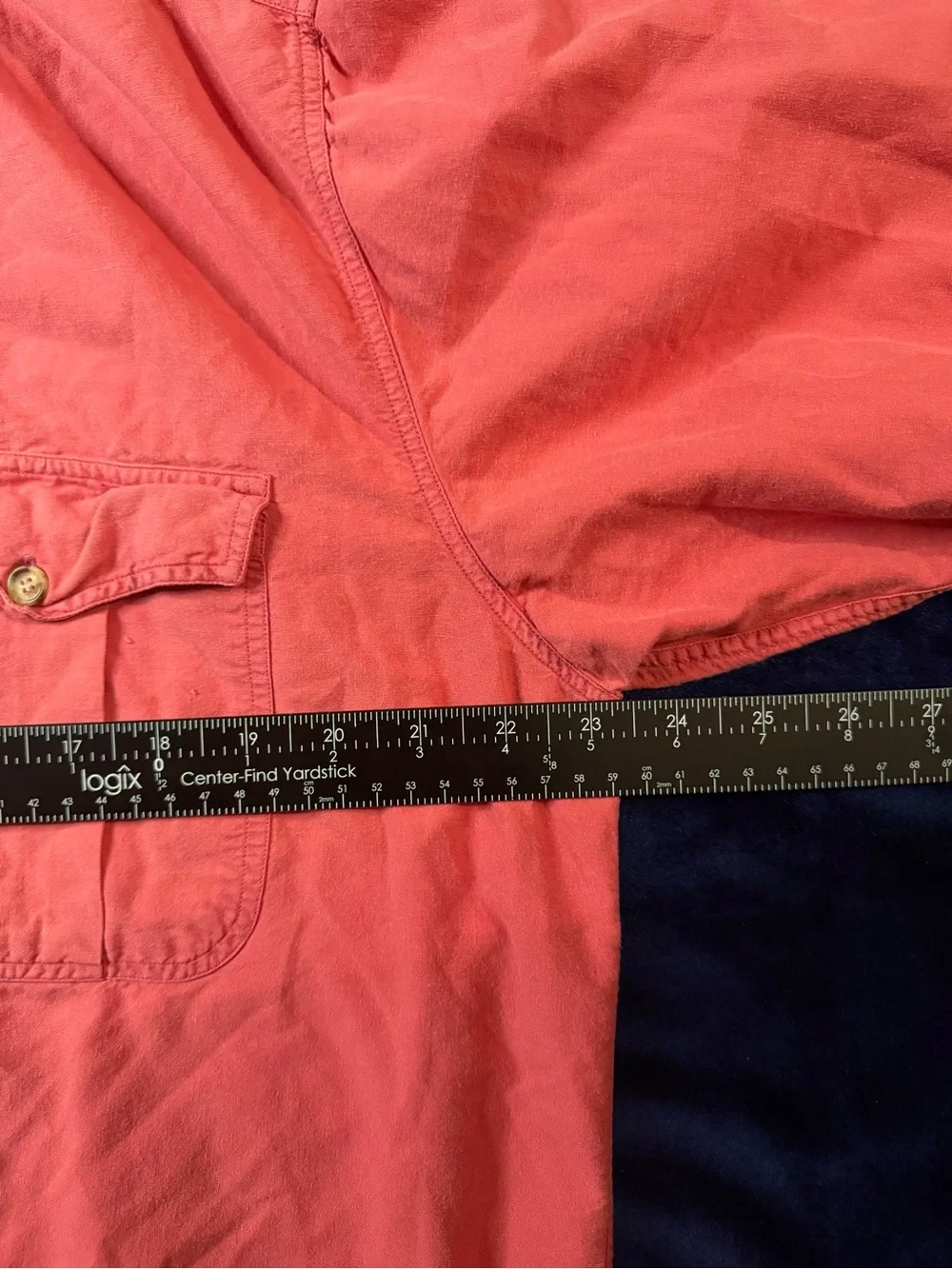 Rare ! VTG Banana Republic Mens Coral/Pink Button-Up Shirt Sz L 100% Cotton